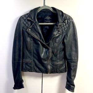 All Saints Cargo Leather Biker Jacket,US 4